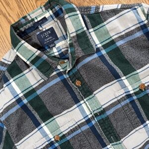 J. Crew Men's Green and Blue Plaid Shirt